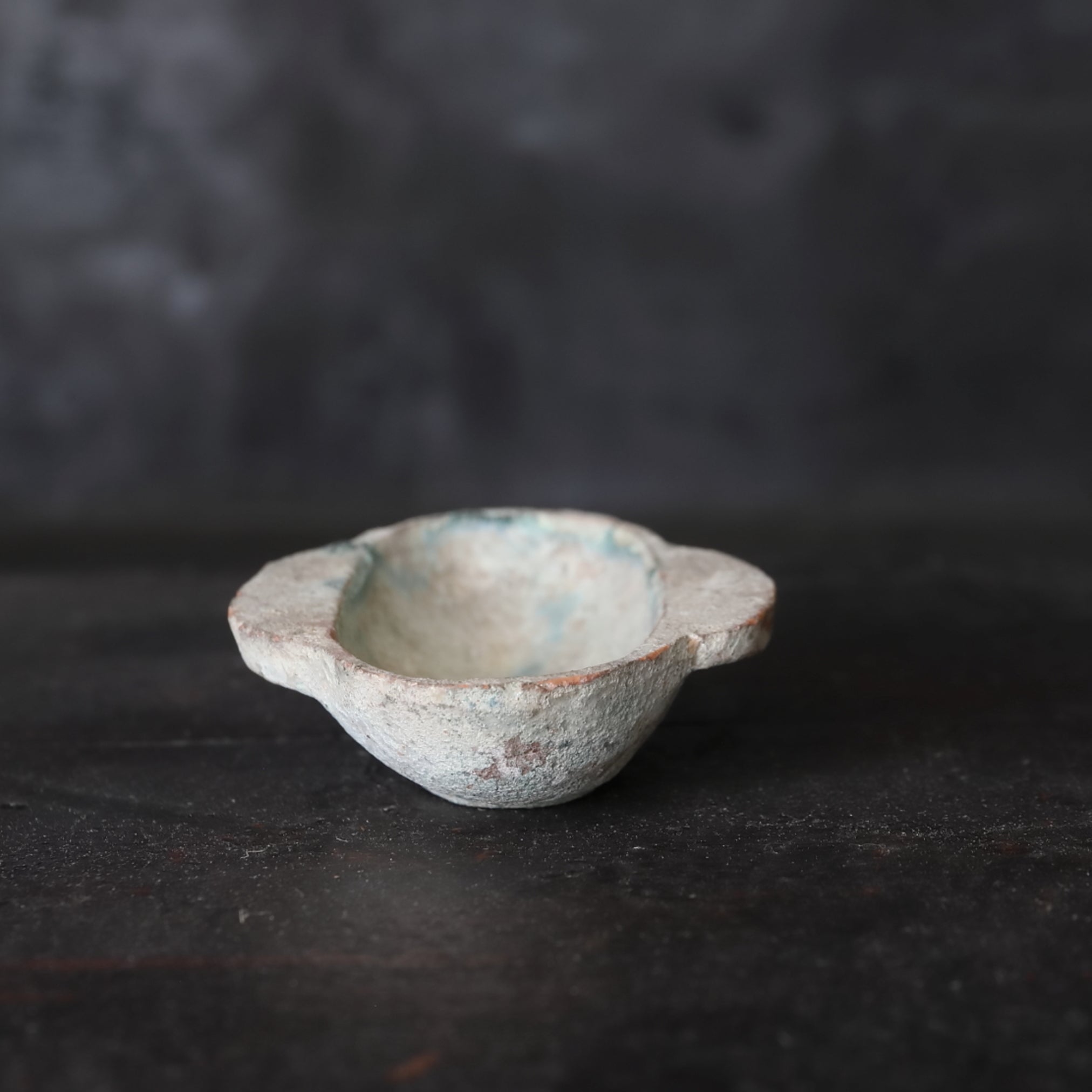 Silvered green glaze ear cup Han Dynasty/206BCE-220CE