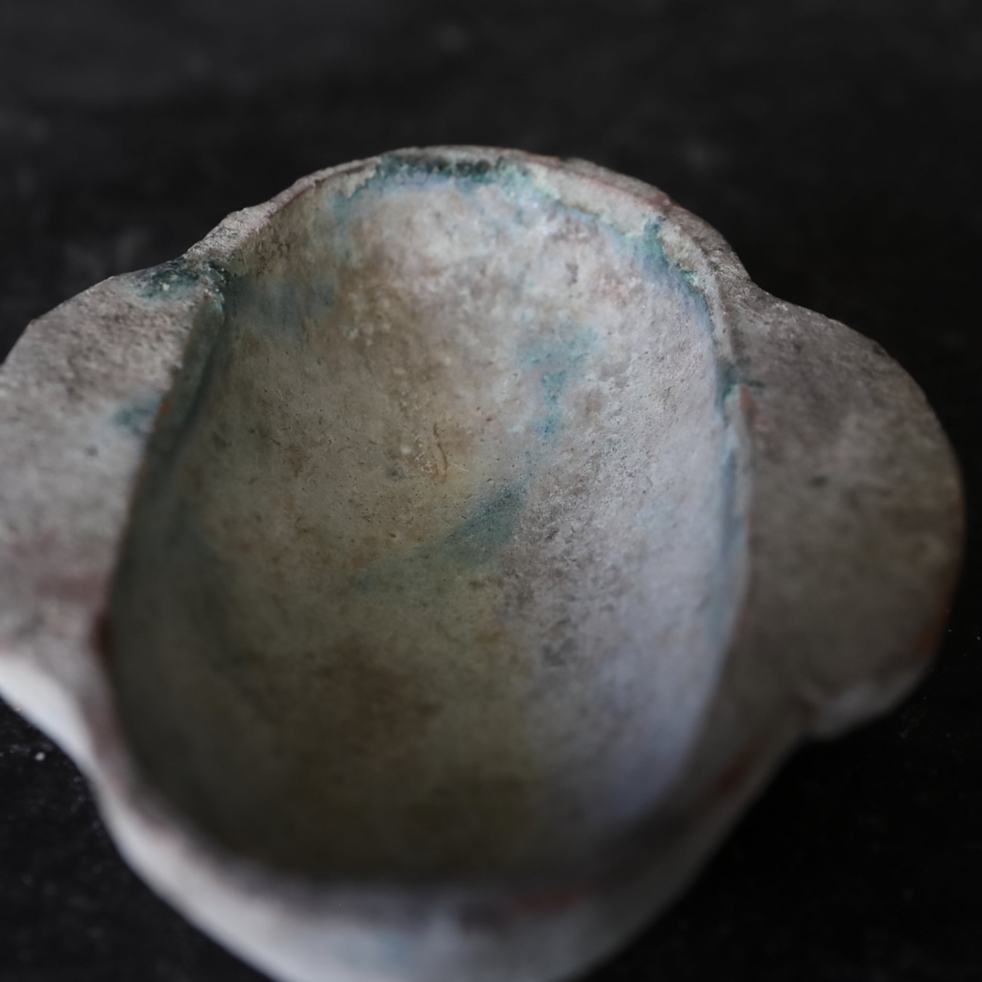 Silvered green glaze ear cup Han Dynasty/206BCE-220CE