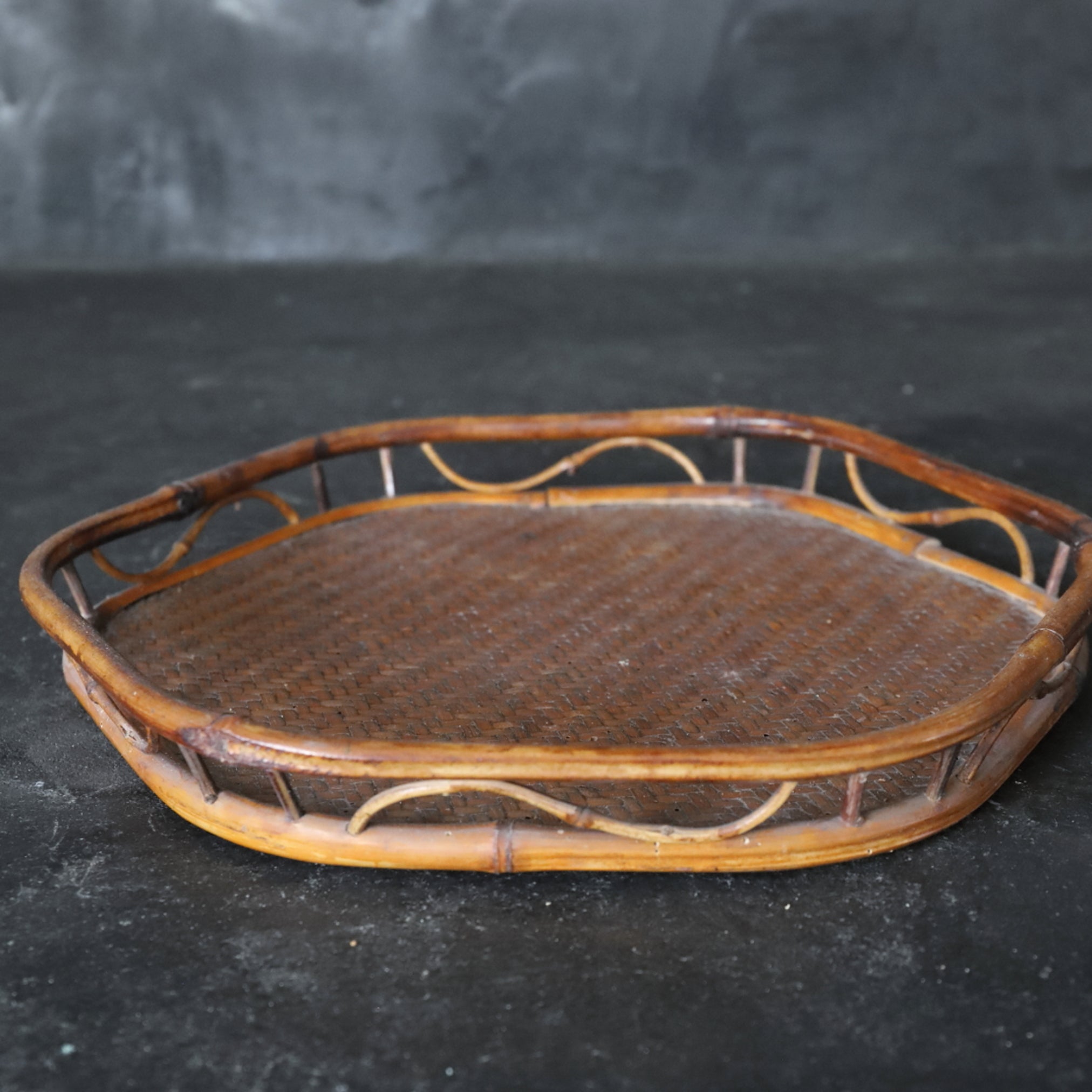 Old bamboo hexagon sencha tray