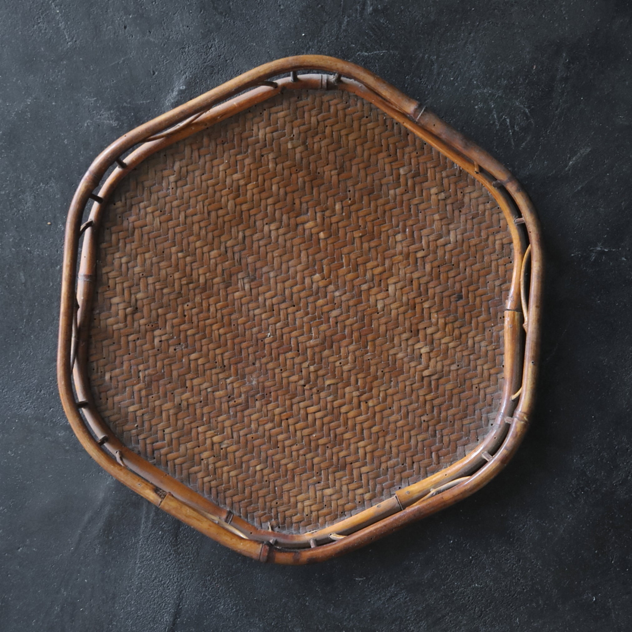 Old bamboo hexagon sencha tray