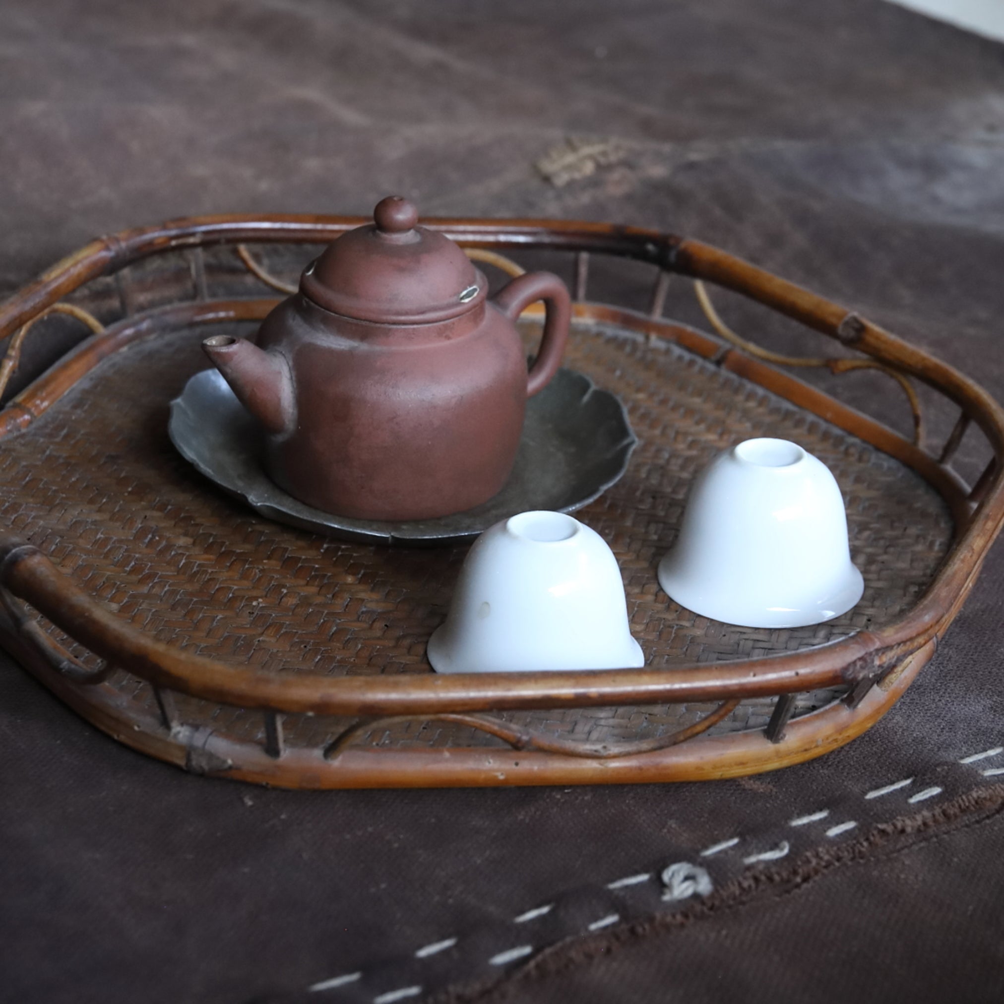 Old bamboo hexagon sencha tray