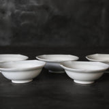 White porcelain flower rim bowl Confectionery bowl 5 pieces