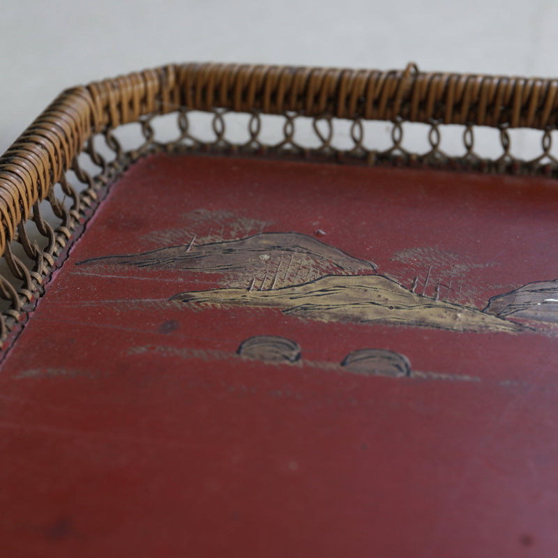 Chinese Antique Ancient Ryukyu Rokaku Sansuimon Lacquerware Ryukyu Lacquerware
