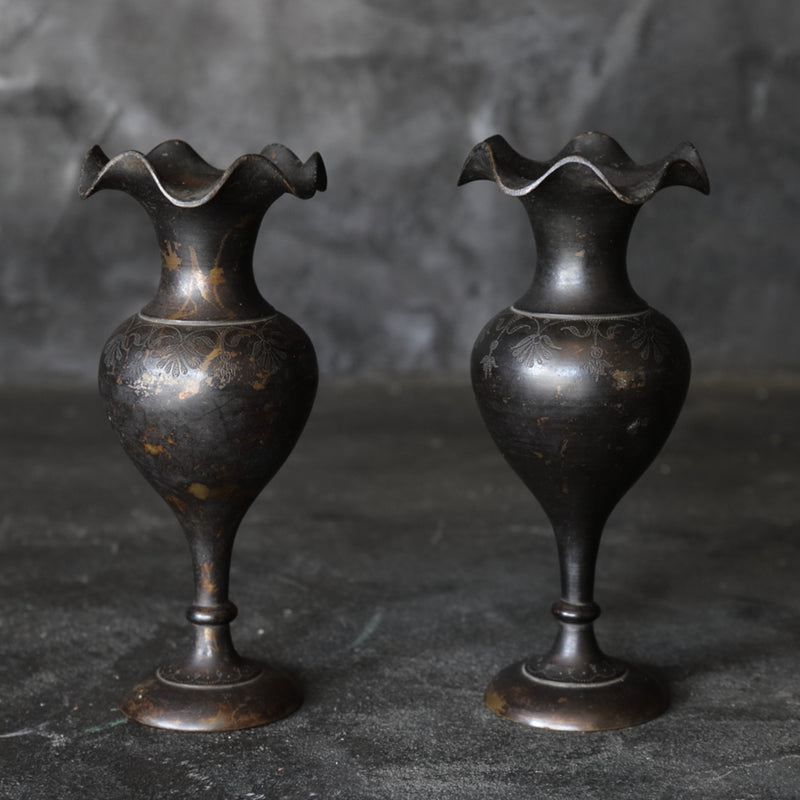 中国古代唐代青铜花瓶一对清/1616-1911CE　–　入蘆花（ロカニイル）