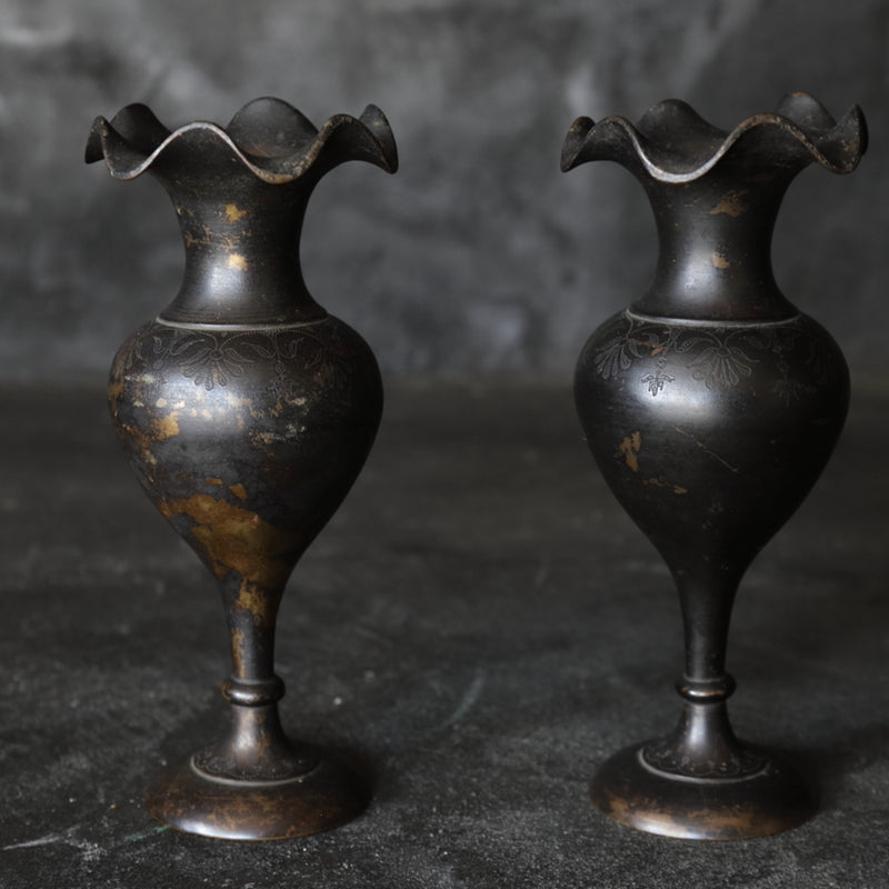中国古代唐代青铜花瓶一对清/1616-1911CE – 入蘆花（ロカニイル）