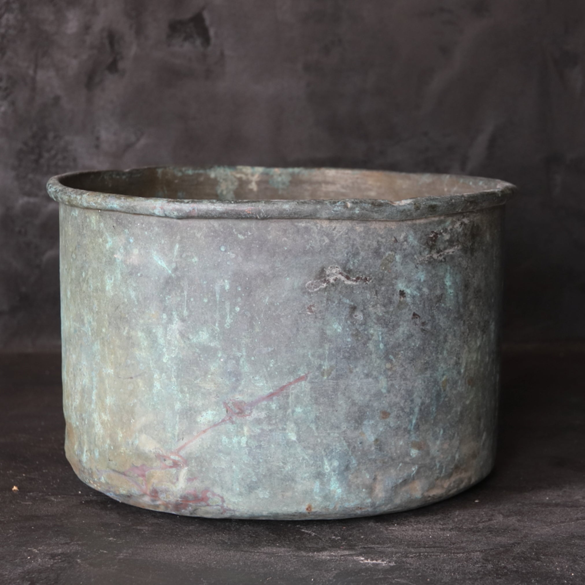 Rusty and withered green bronze bowl brazier