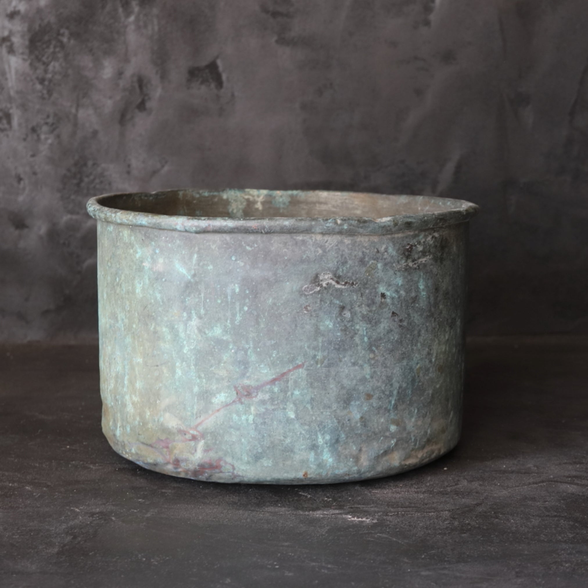 Rusty and withered green bronze bowl brazier