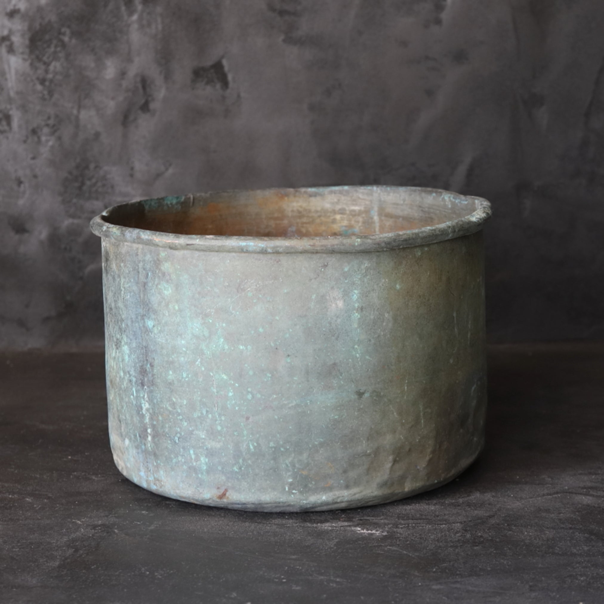 Rusty and withered green bronze bowl brazier