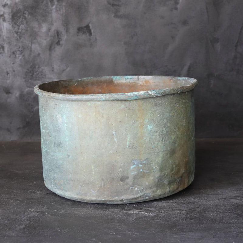Rusty and withered green bronze bowl brazier