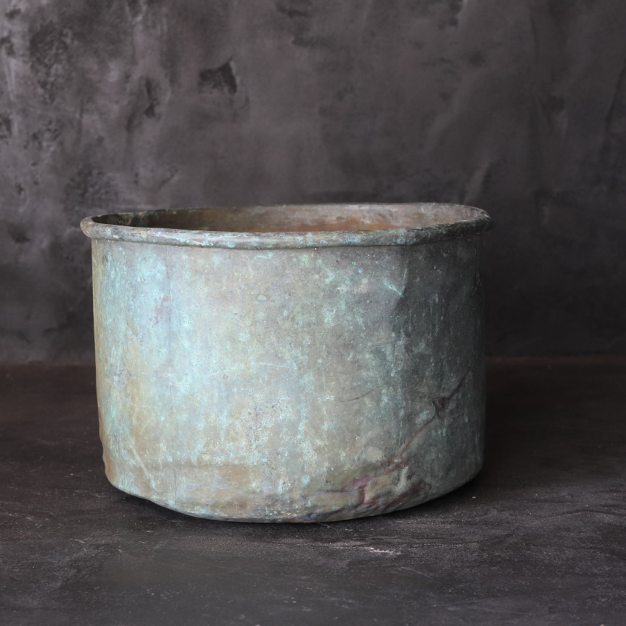 Rusty and withered green bronze bowl brazier