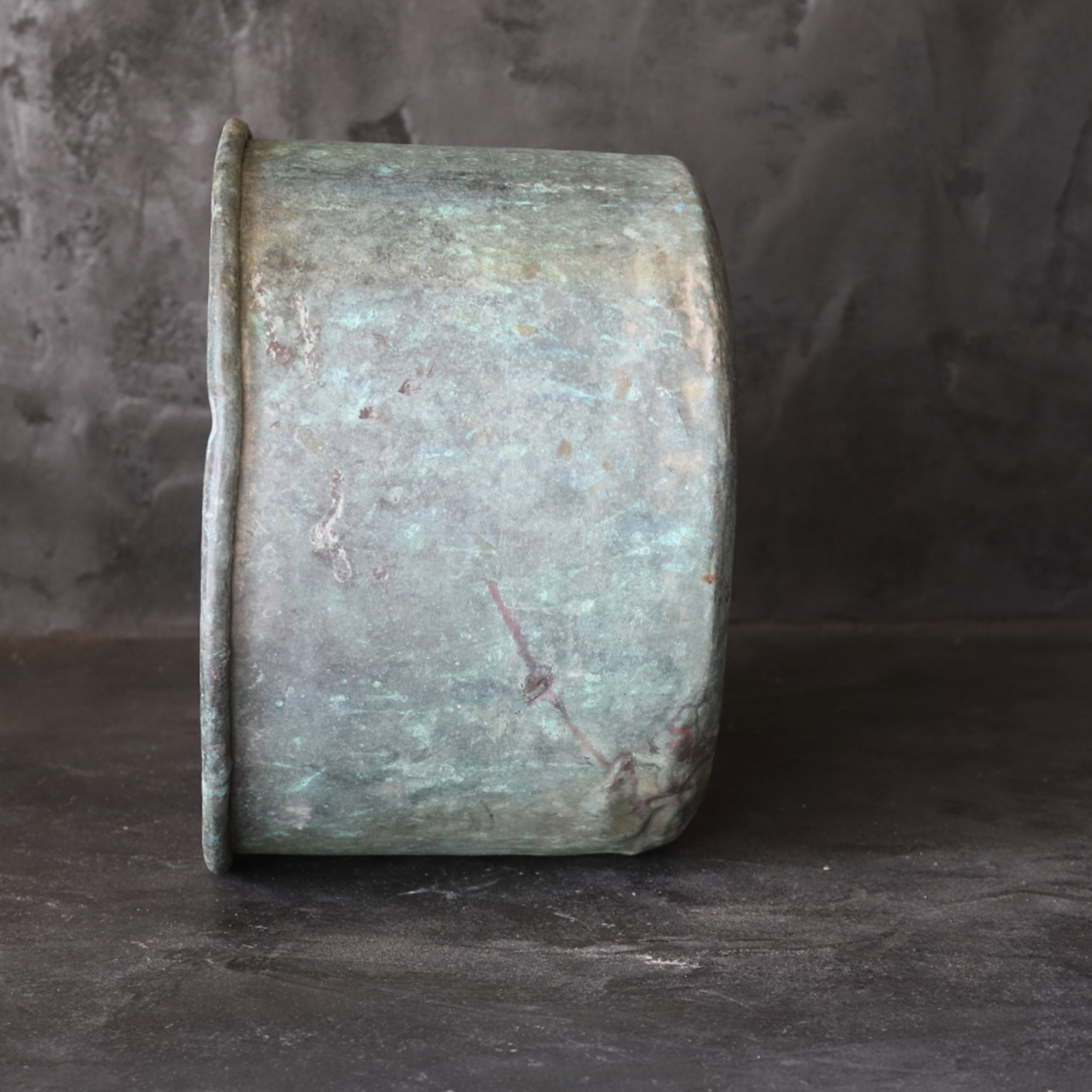 Rusty and withered green bronze bowl brazier