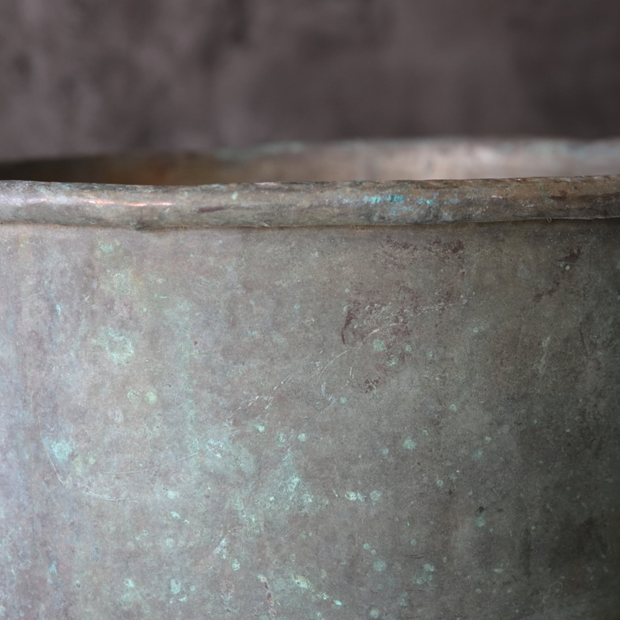 Rusty and withered green bronze bowl brazier