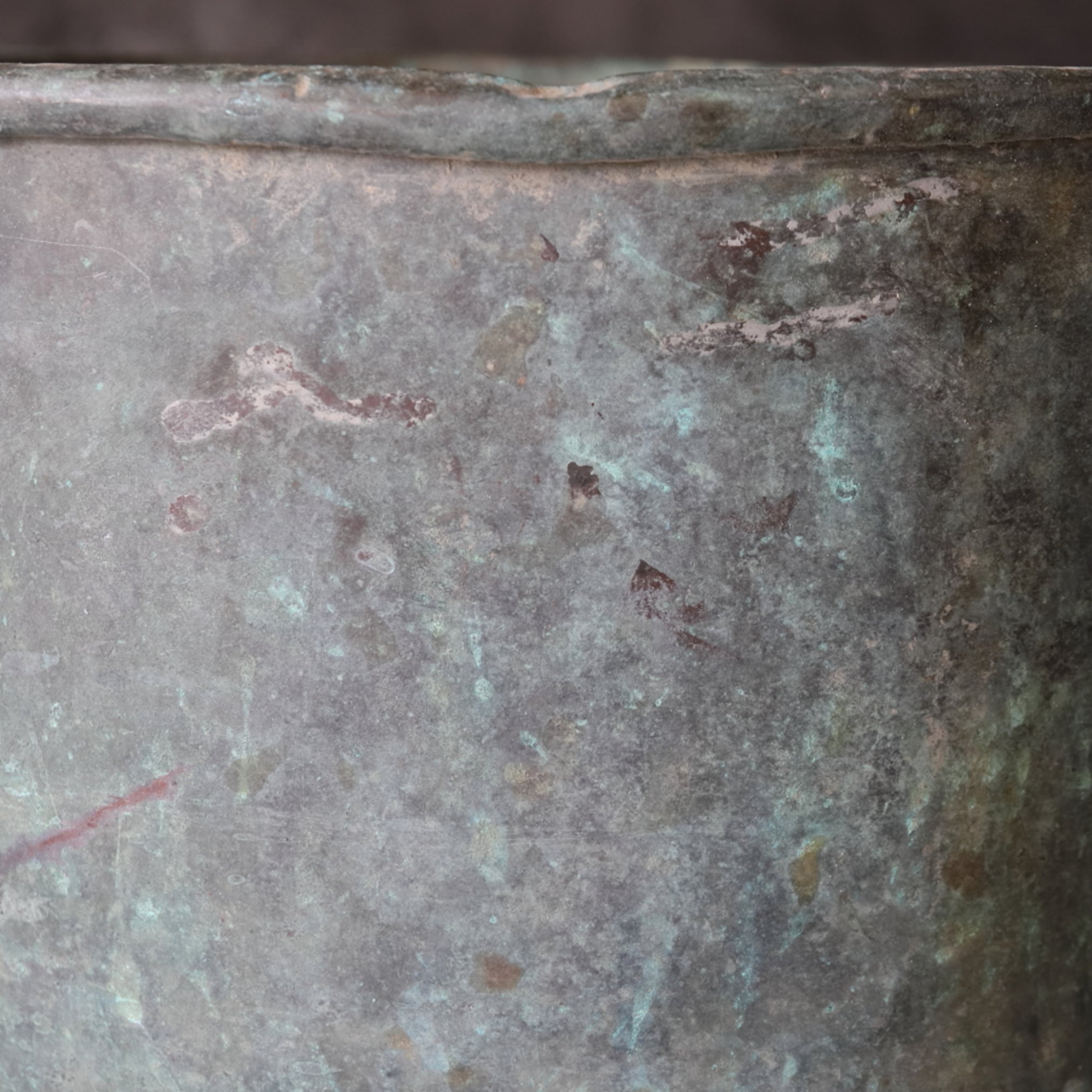 Rusty and withered green bronze bowl brazier