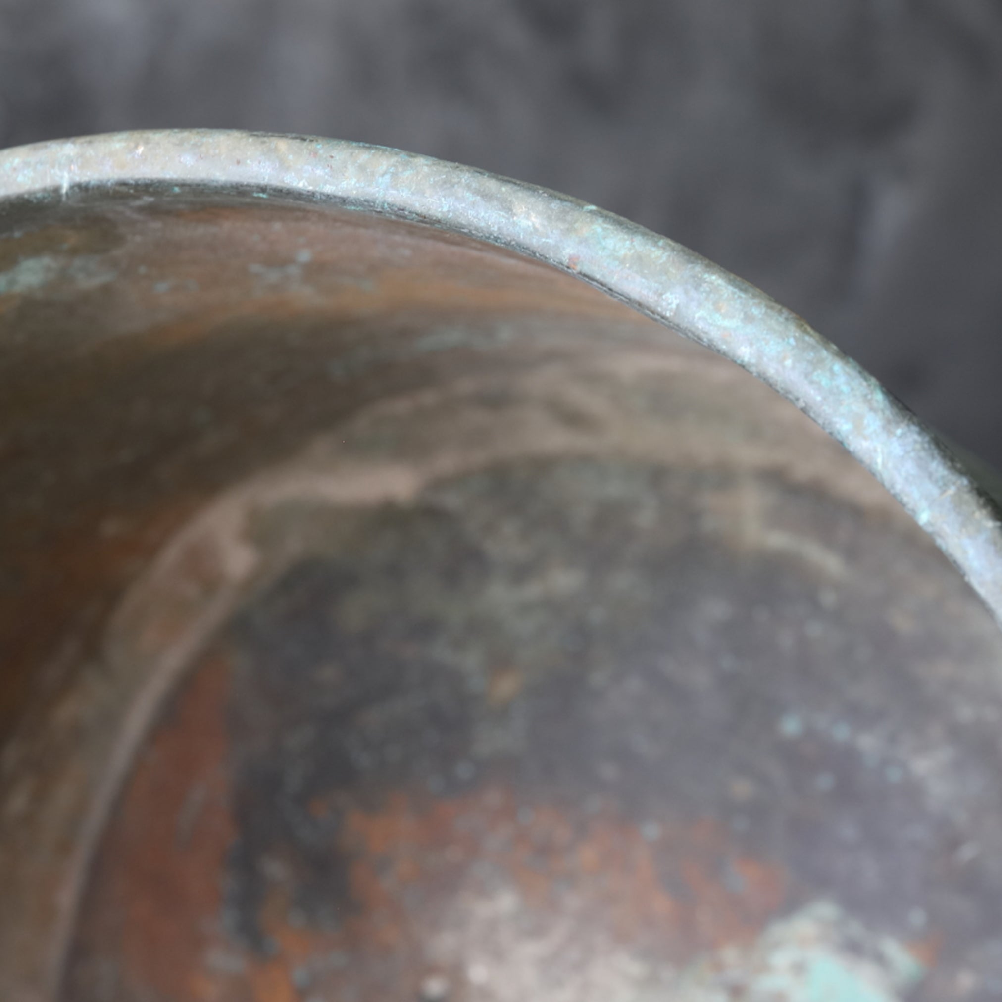 Rusty and withered green bronze bowl brazier