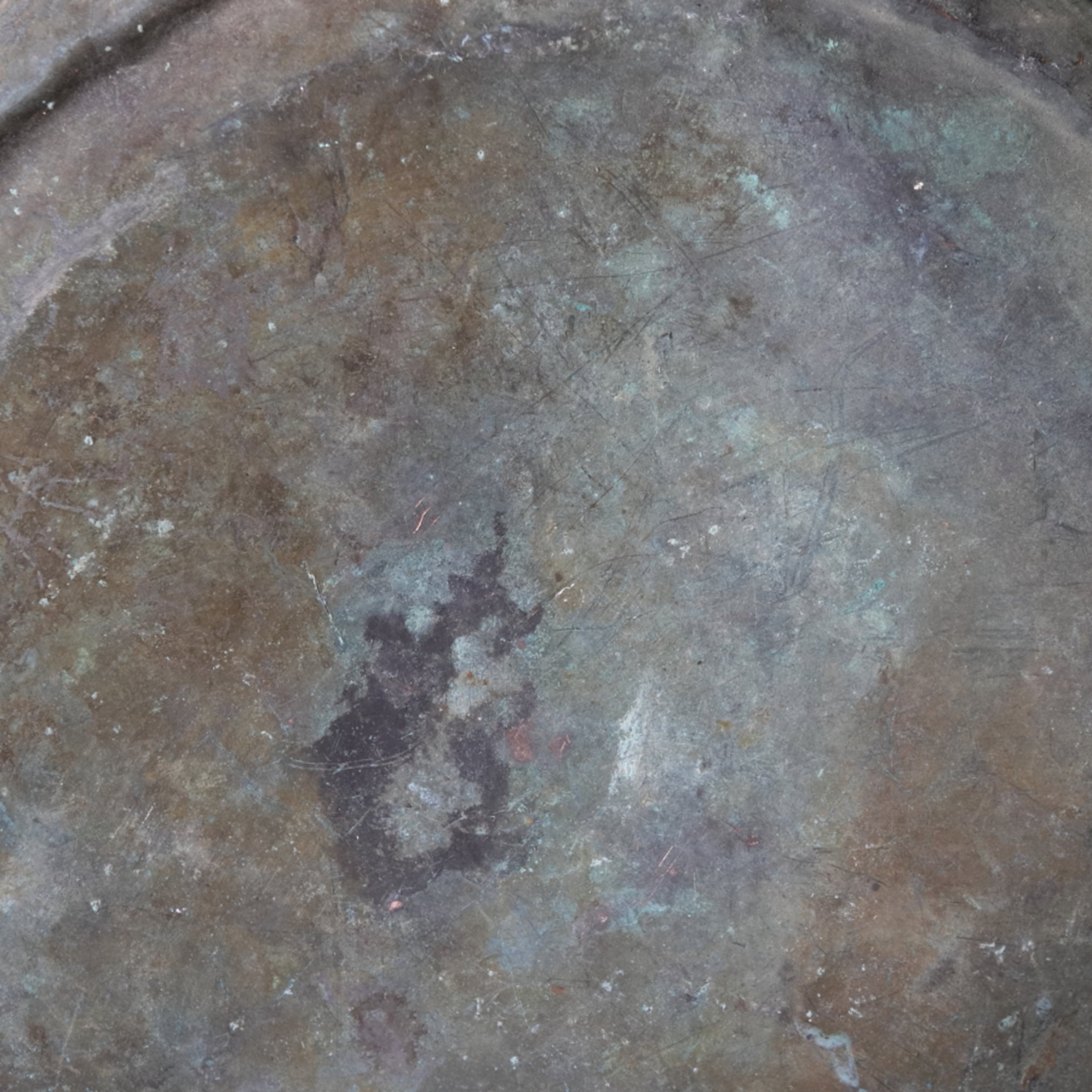 Rusty and withered green bronze bowl brazier