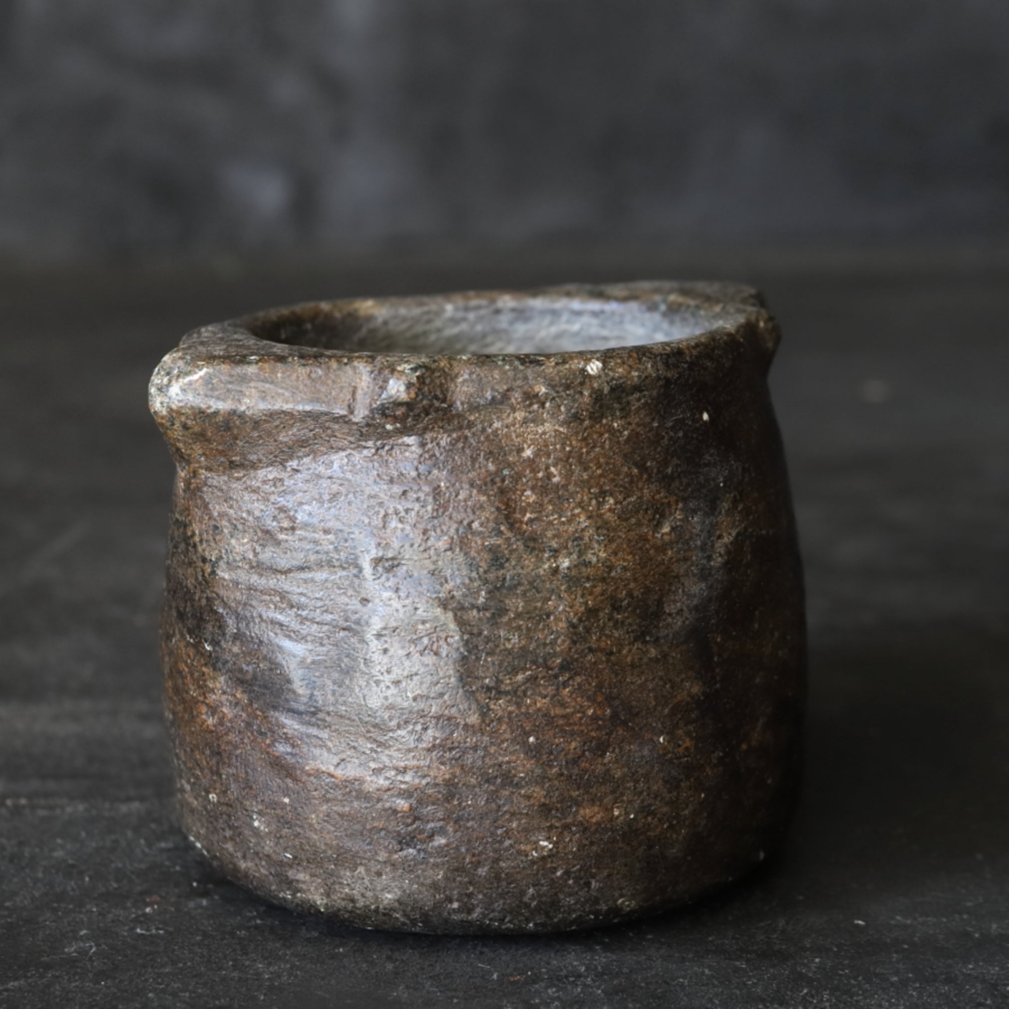 Hollowed jar of talc