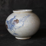 Korean Antique Cinnabar blue flower jar with pomegranate design Joseon Dynasty/1392-1897CE