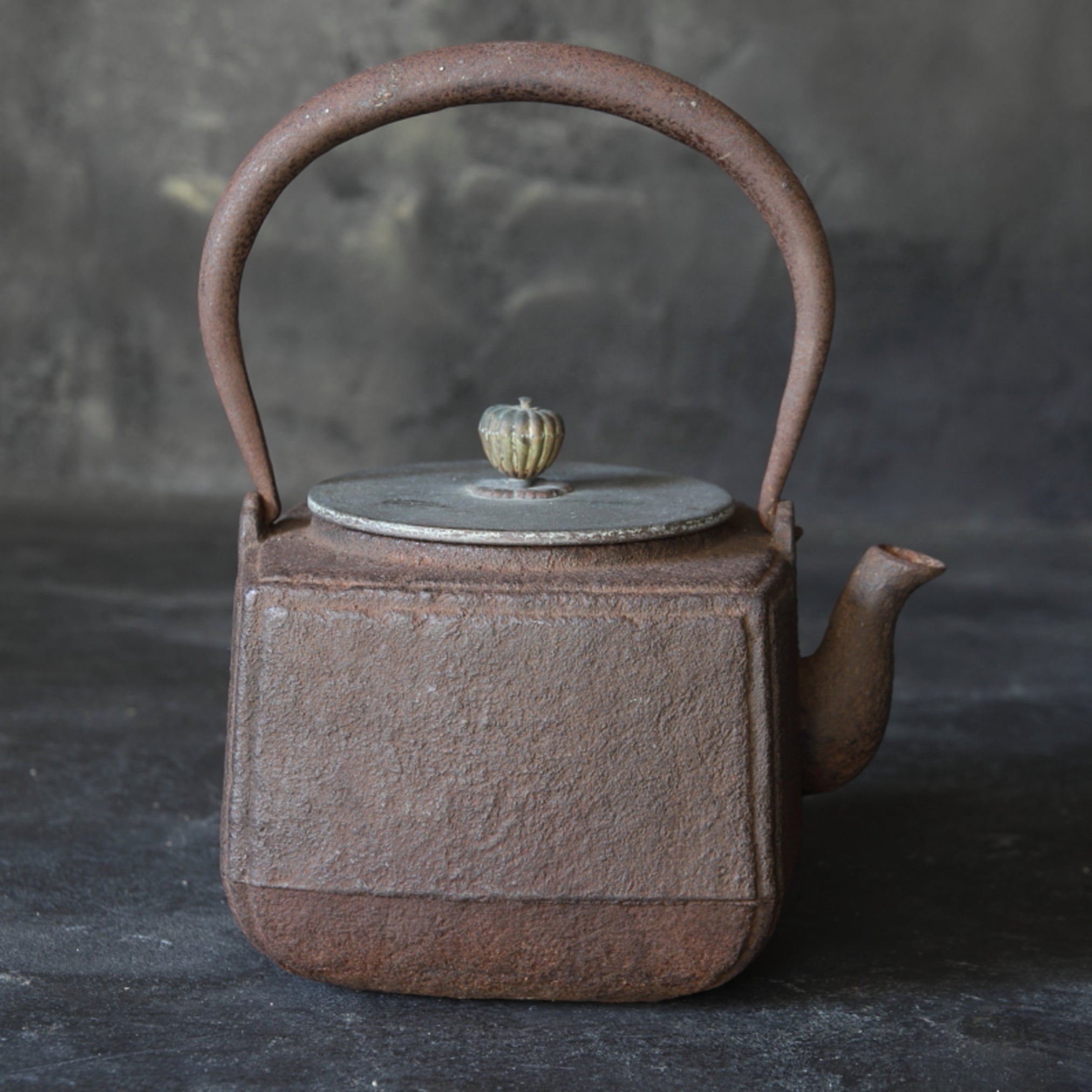 Old iron kettle with open lid