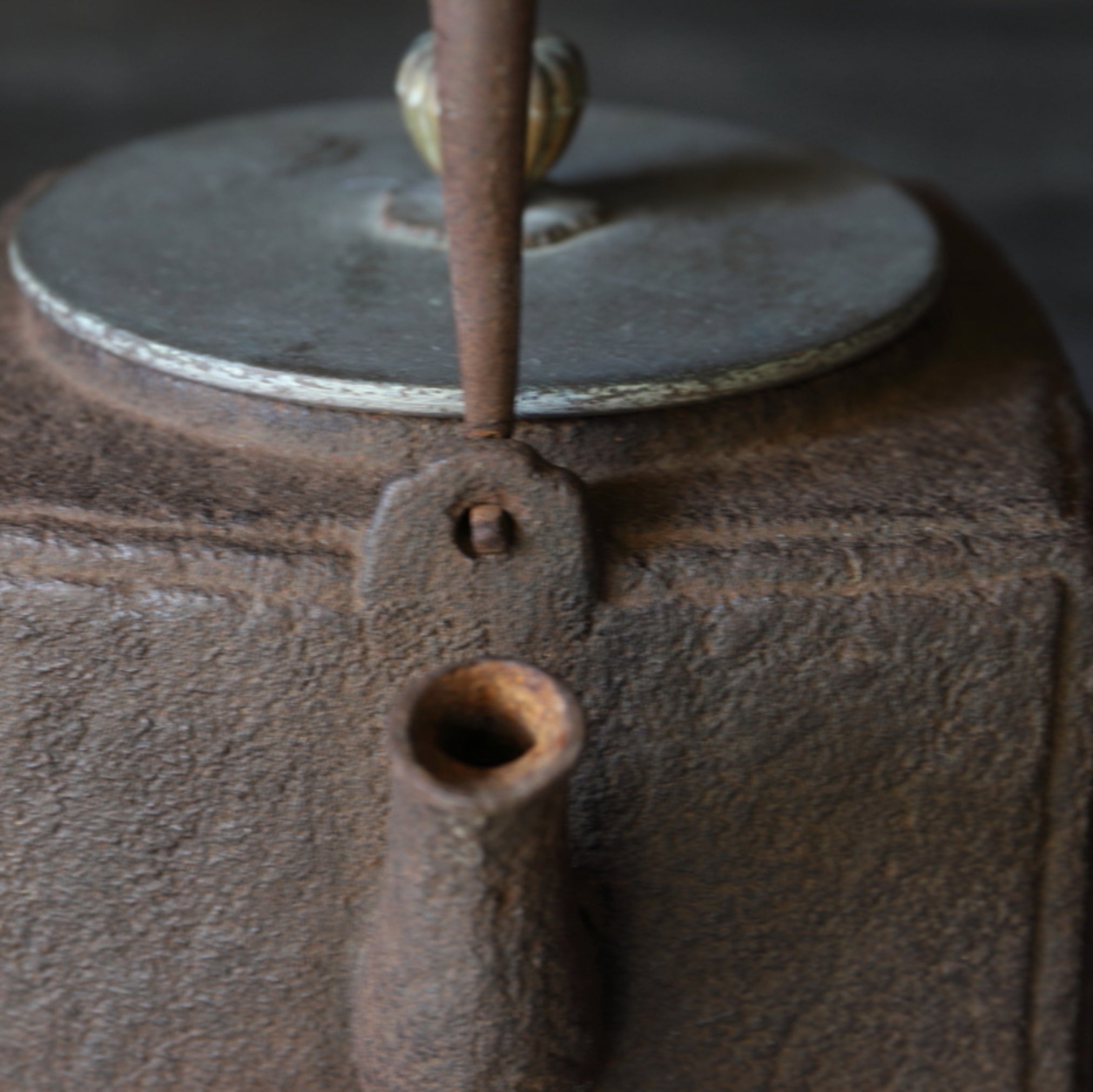 Old iron kettle with open lid