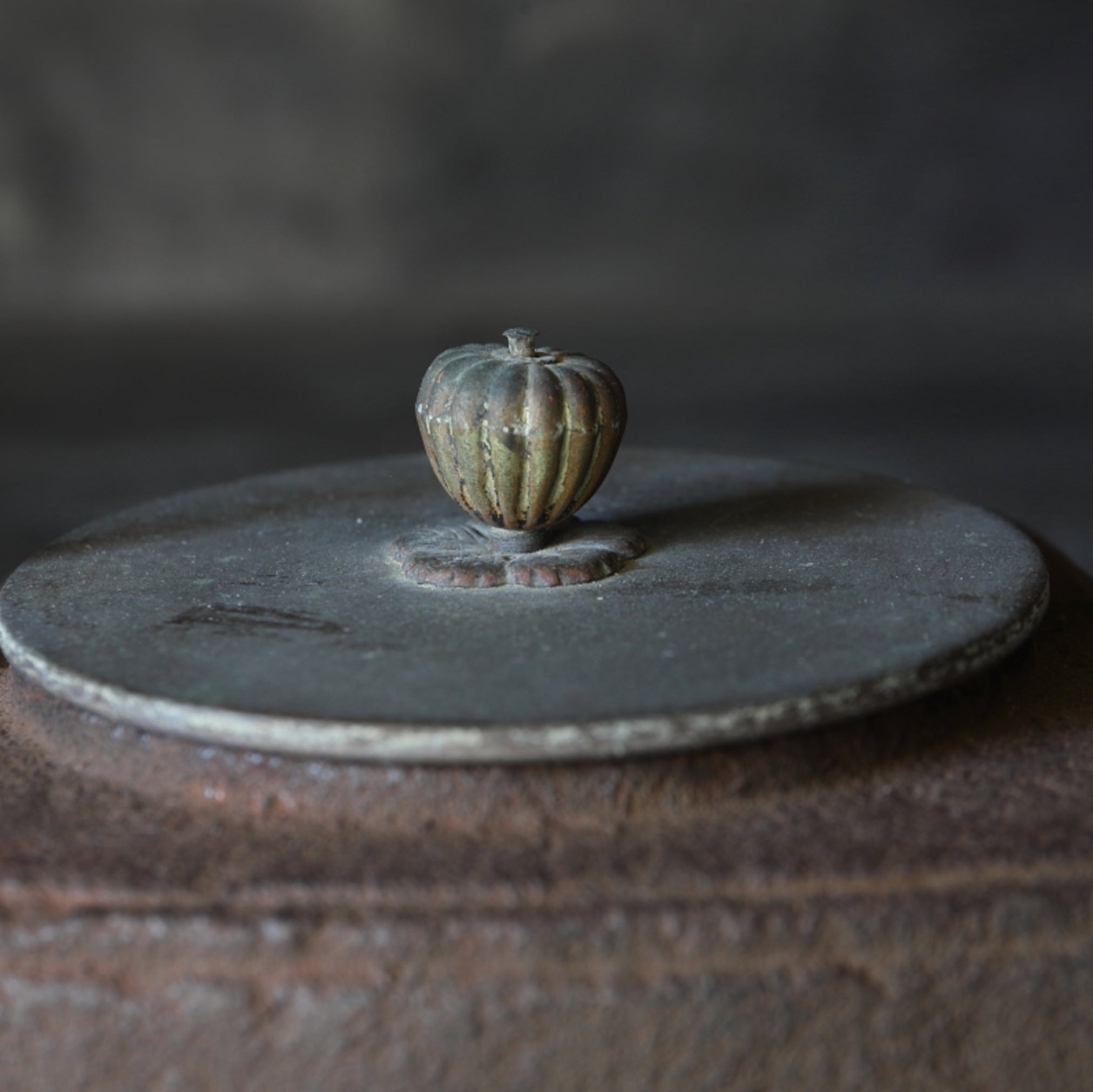 Old iron kettle with open lid