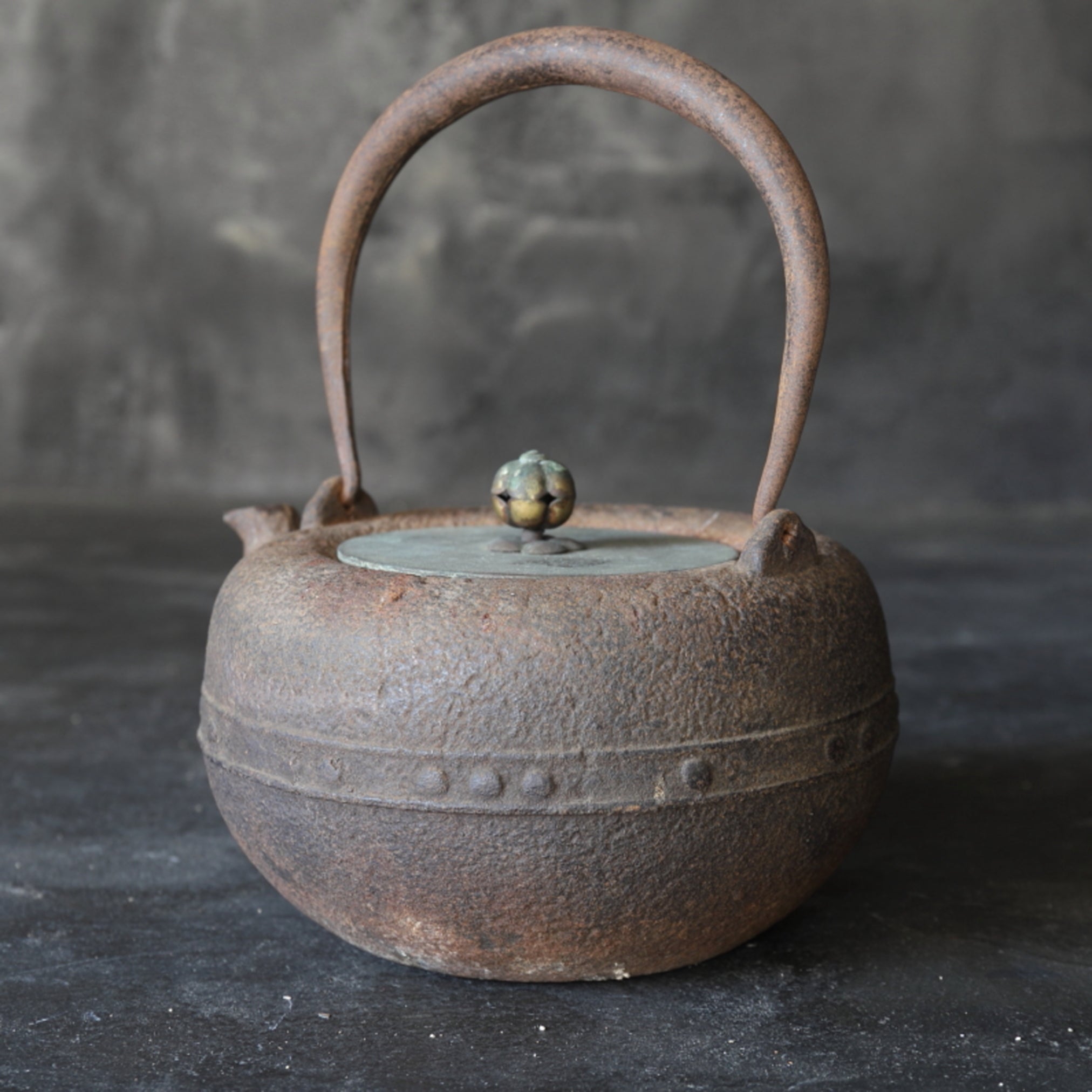 Antique Iron kettle with open lid