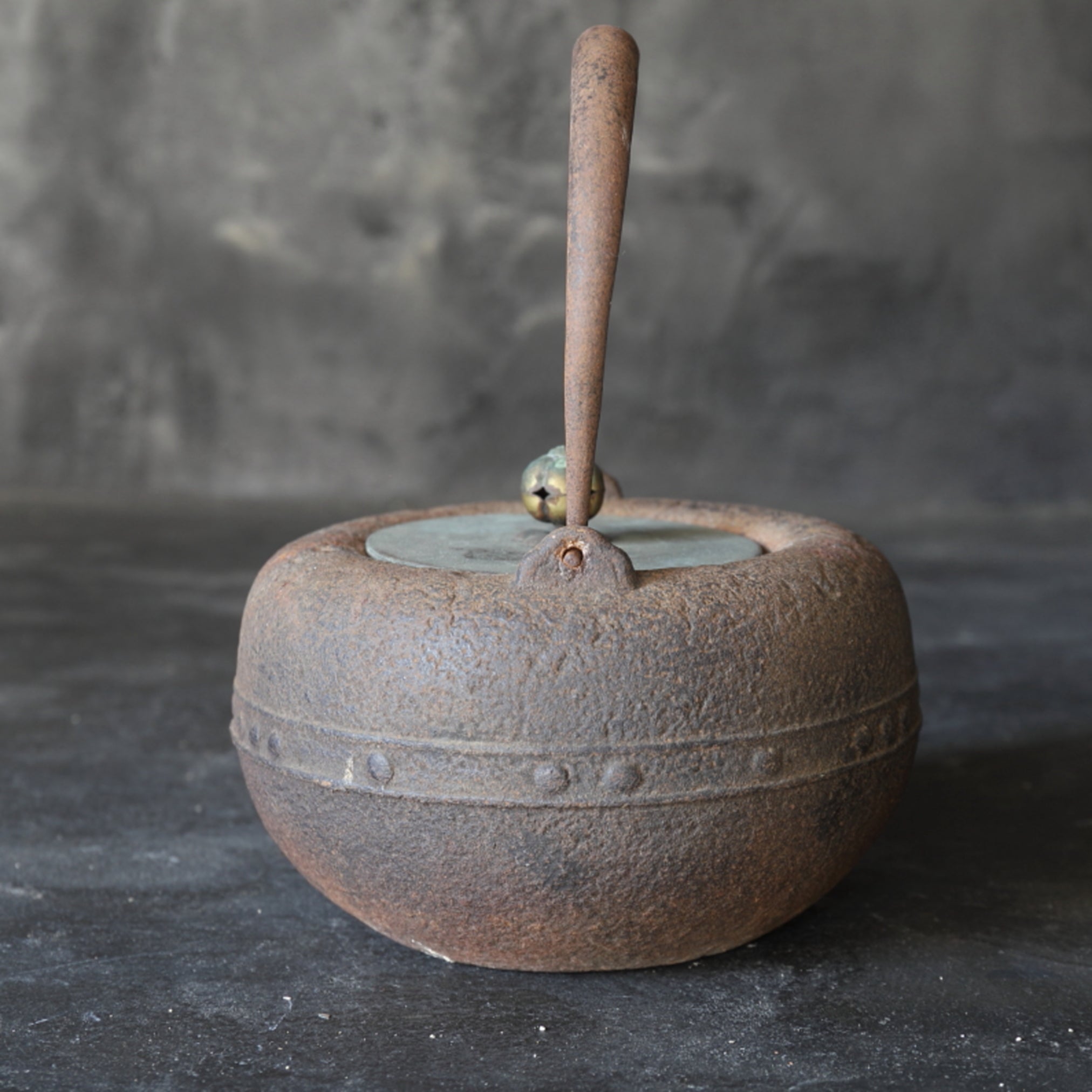 Antique Iron kettle with open lid