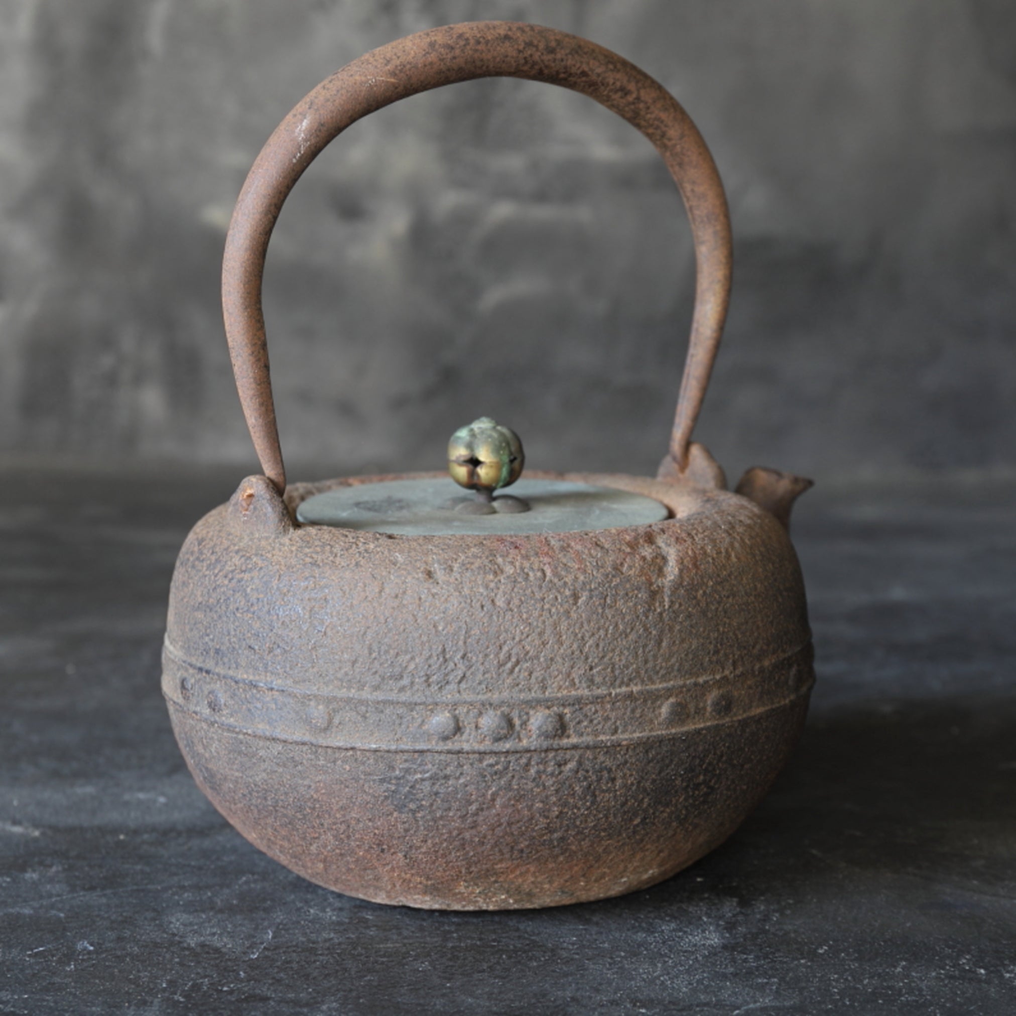 Antique Iron kettle with open lid