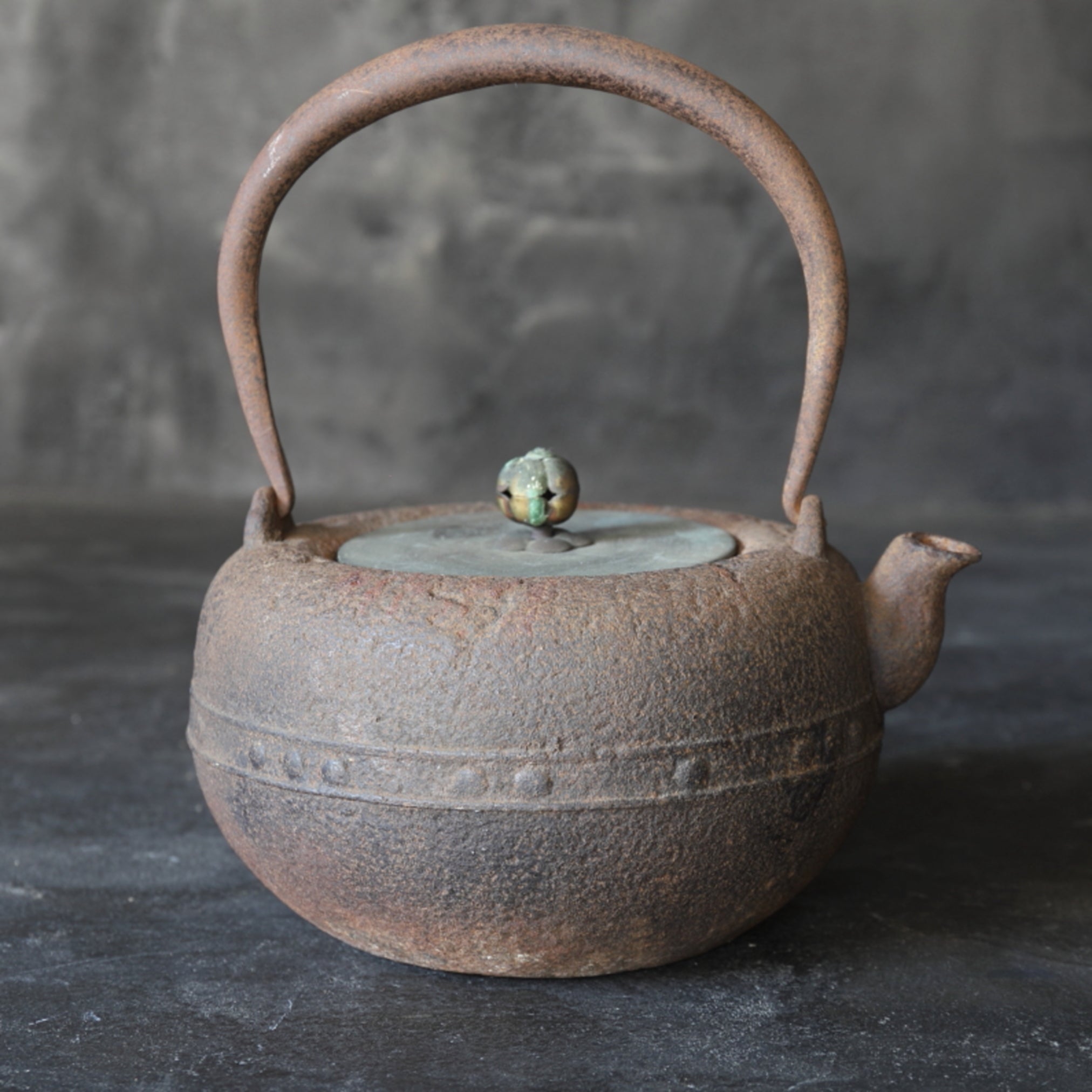 Antique Iron kettle with open lid