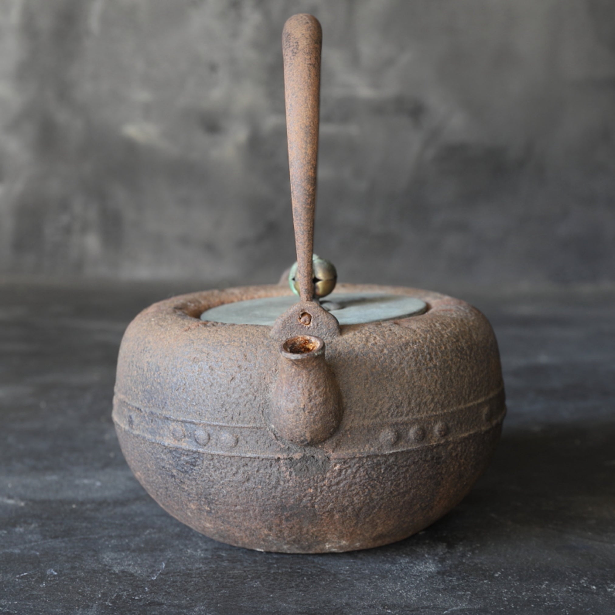 Antique Iron kettle with open lid