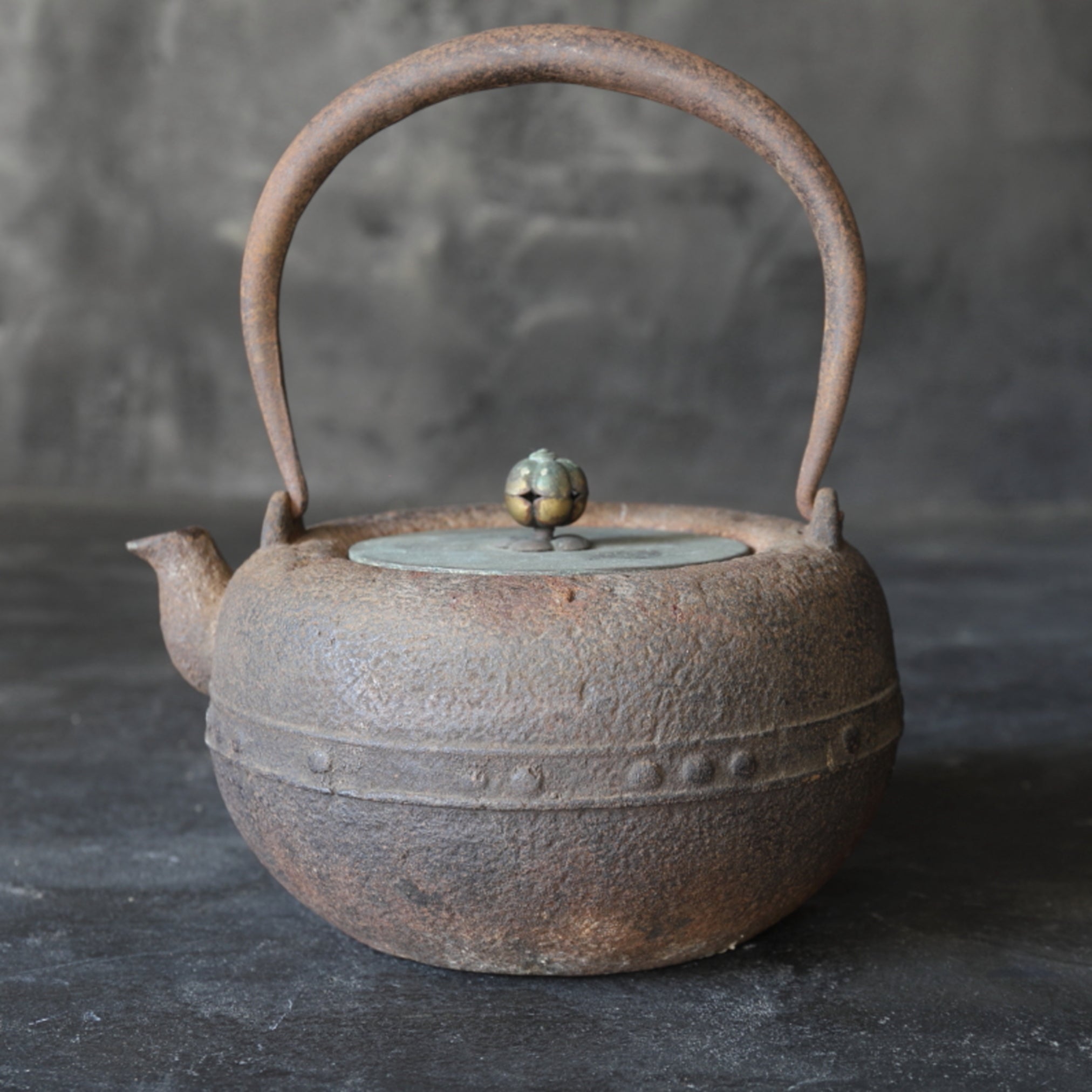 Antique Iron kettle with open lid