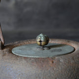 Antique Iron kettle with open lid
