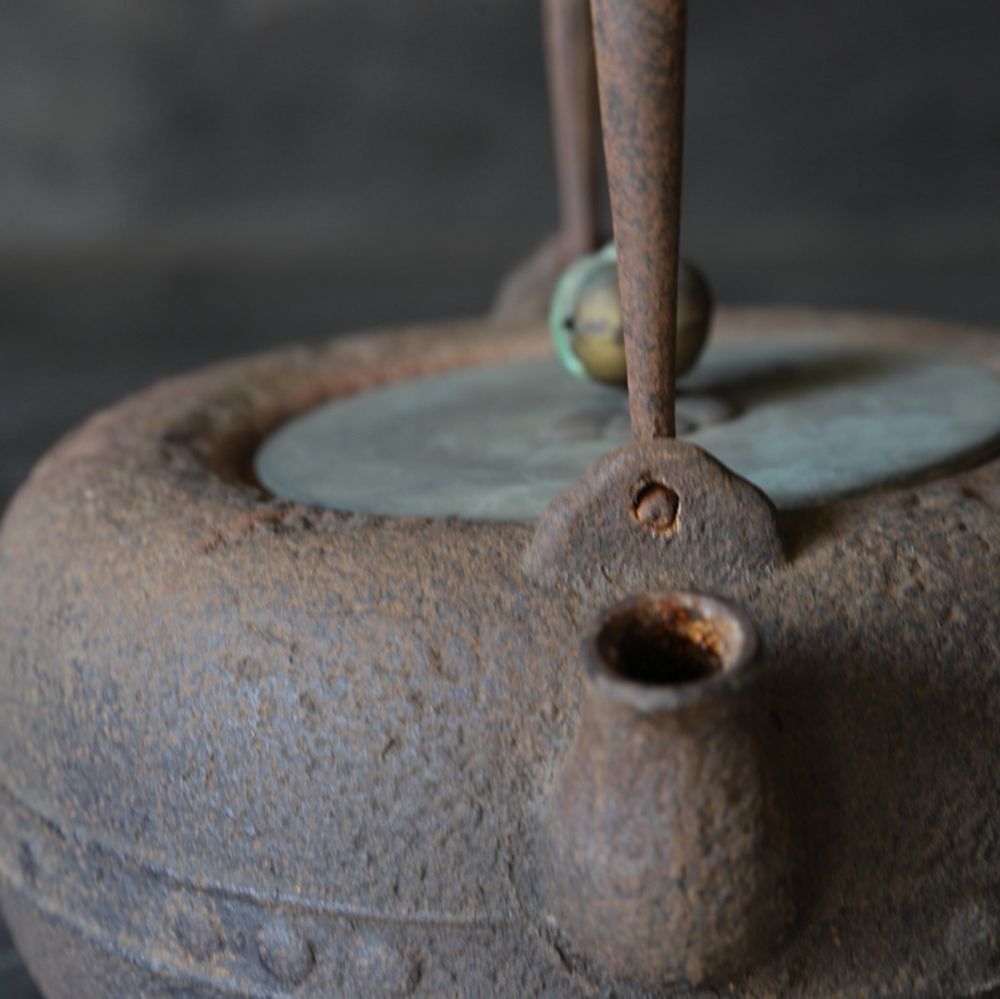 Antique Iron kettle with open lid