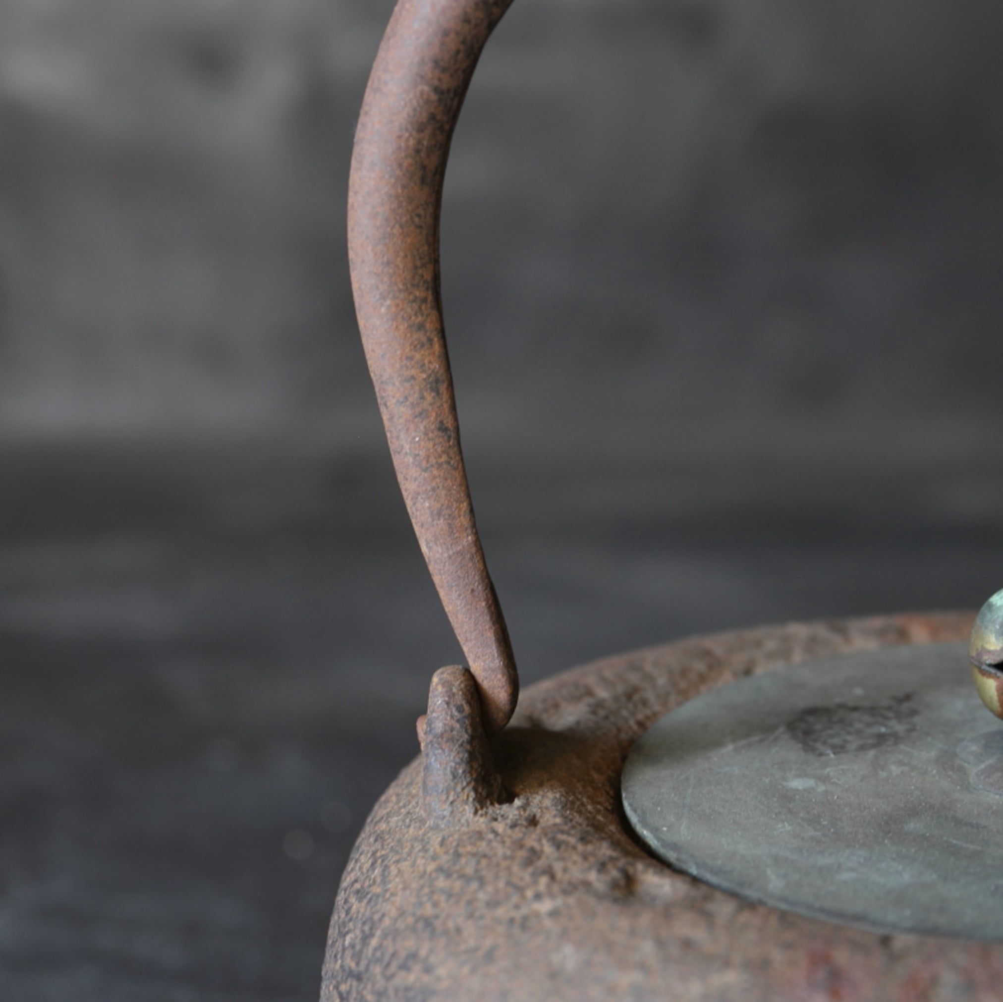 Antique Iron kettle with open lid