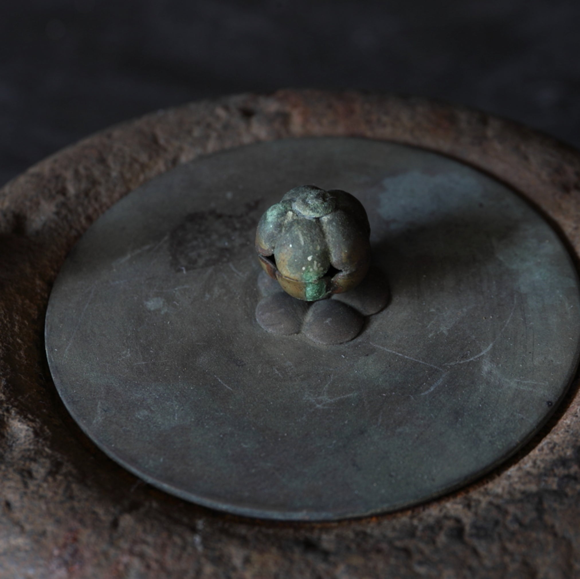 Antique Iron kettle with open lid