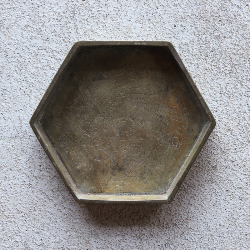 Bronze Hexagonal Kumiko Teapot Saucer b Qing Dynasty/1616-1911CE
