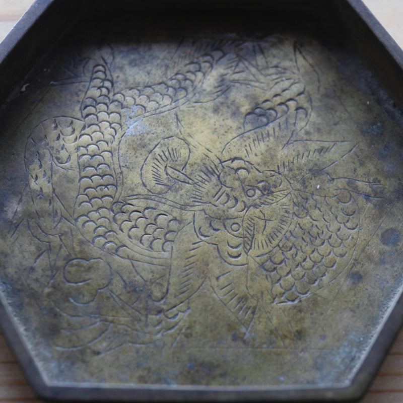 Bronze Hexagonal Kumiko Teapot Saucer b Qing Dynasty/1616-1911CE