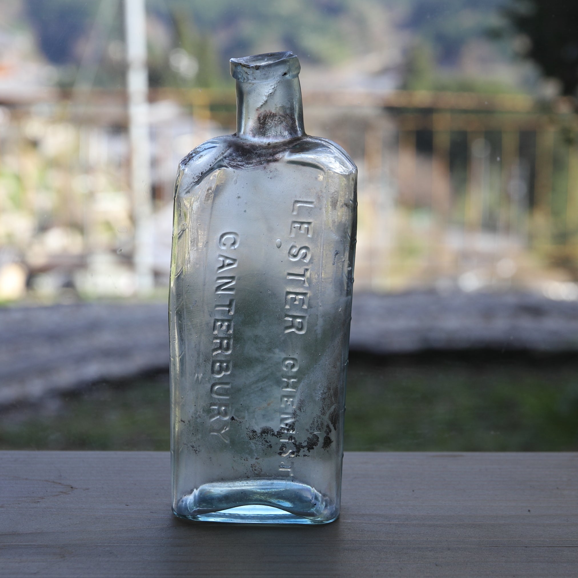 British antique distorted glass bottle 16th-19th century