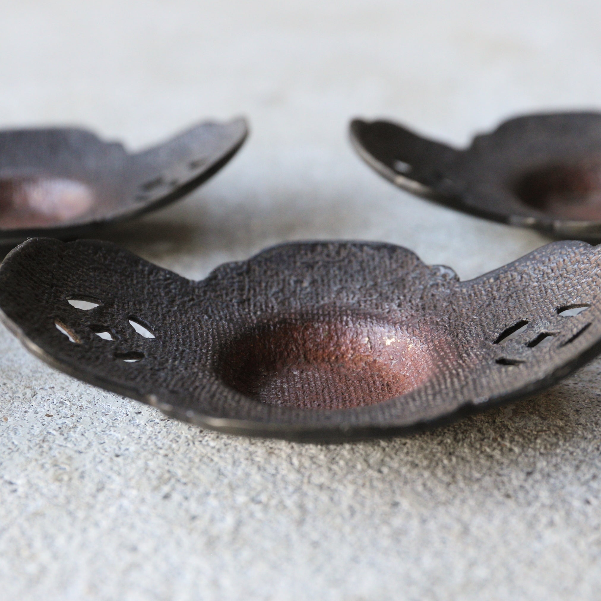 Old copper openwork melon-shaped small teacup 5sets