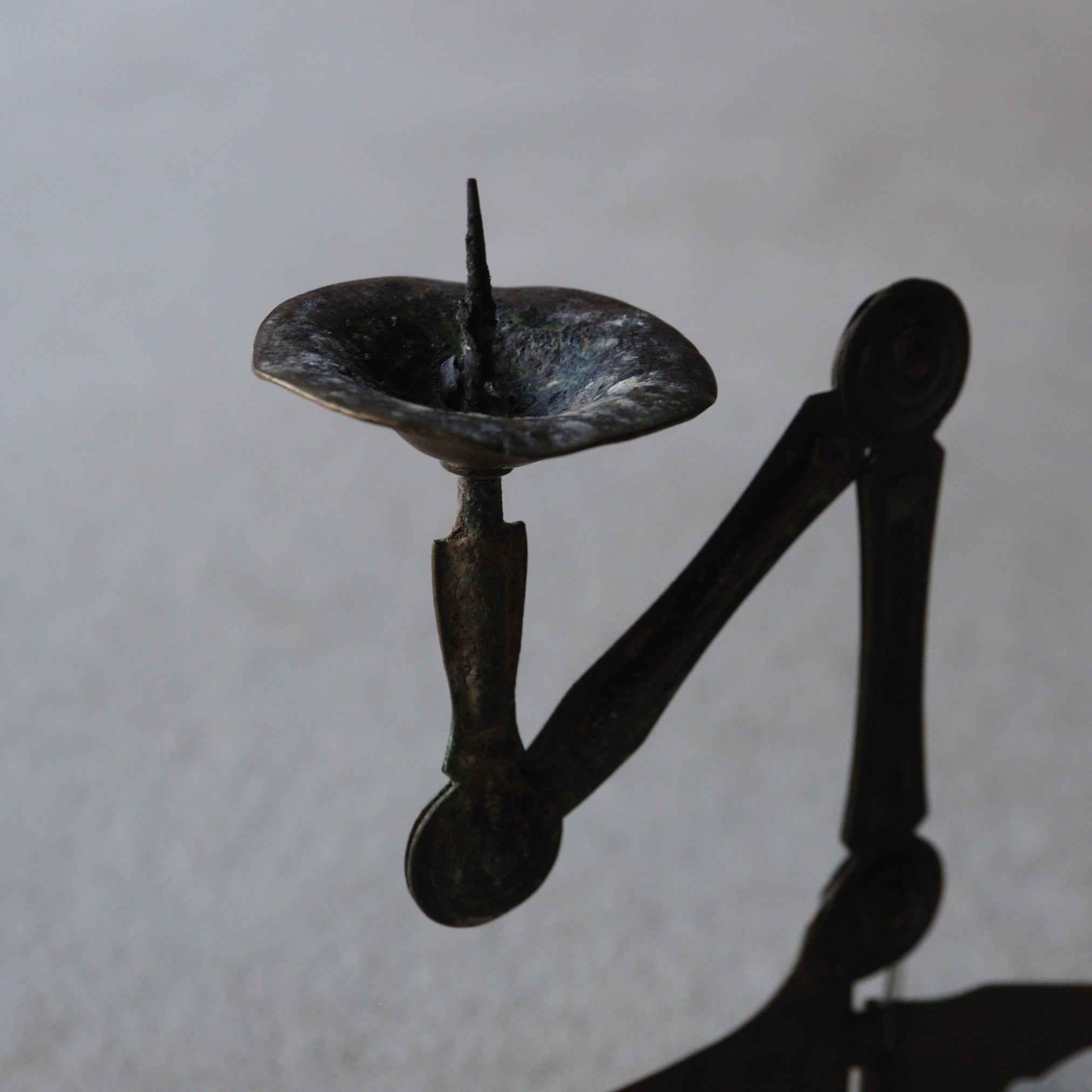 old bronze portable candlestick Meiji/1868-1912CE