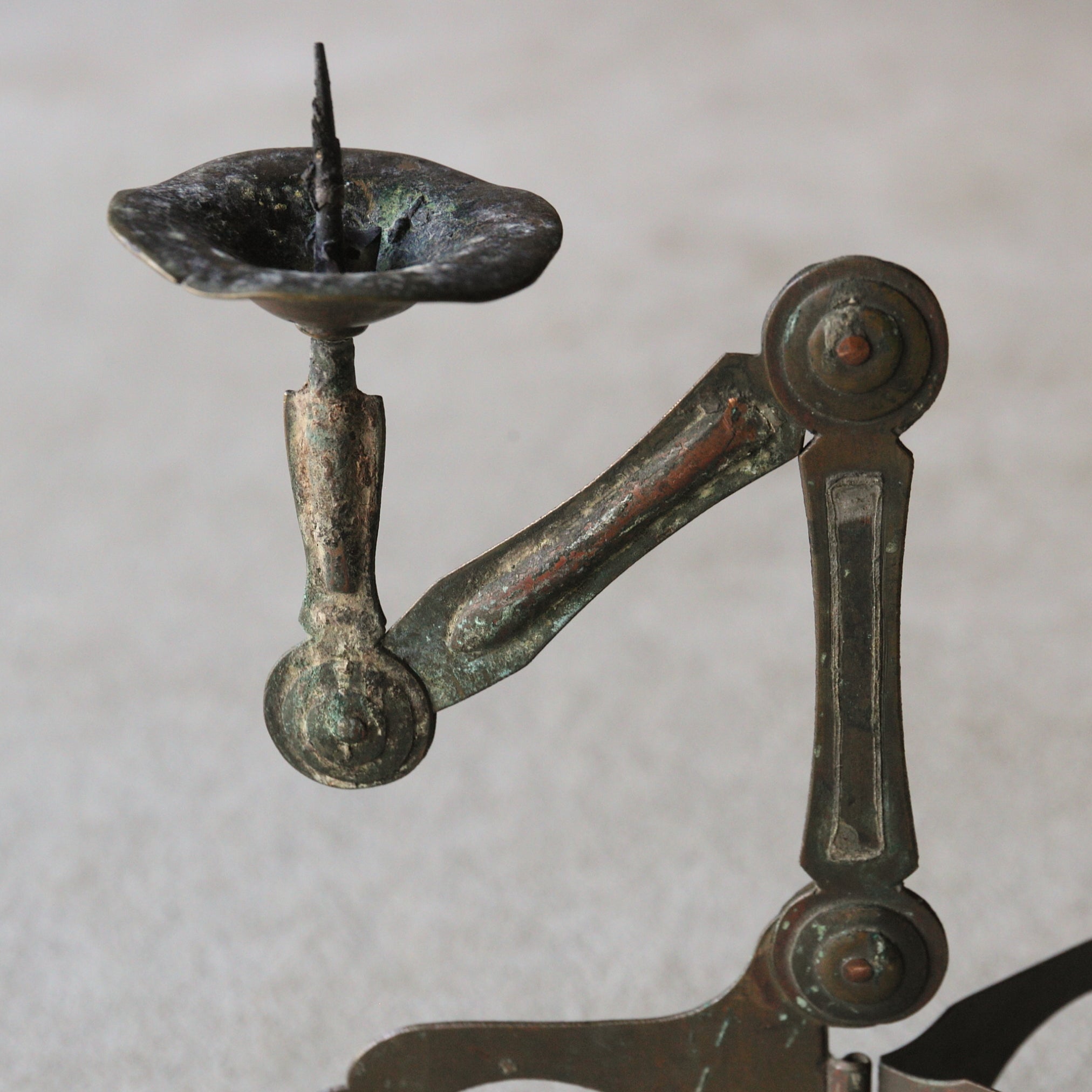 old bronze portable candlestick Meiji/1868-1912CE