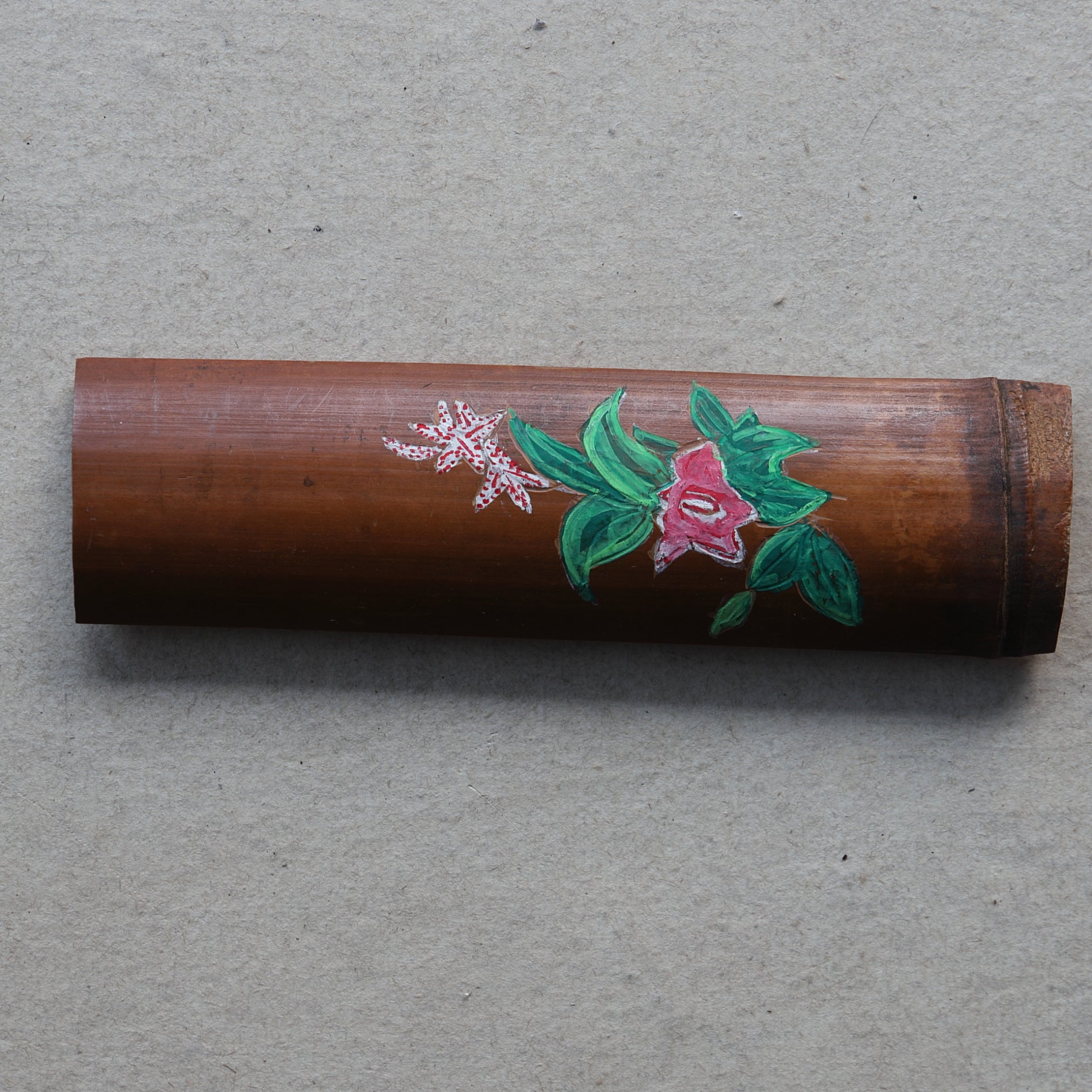 Flower Desighned Antique Bamboo Tea-Leaf scoop. Meiji/1868-1912CE