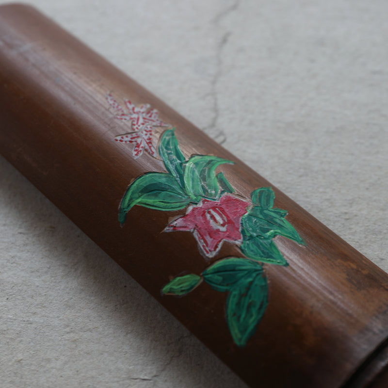 Flower Desighned Antique Bamboo Tea-Leaf scoop. Meiji/1868-1912CE