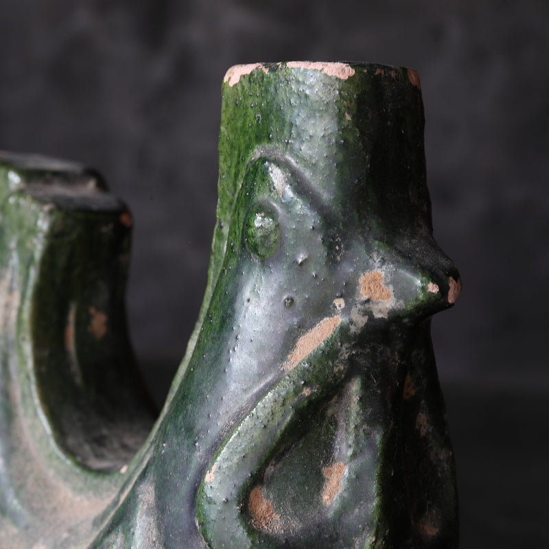 Green-glazed chicken-shaped pot excavated Song Dynasty/960-1279CE