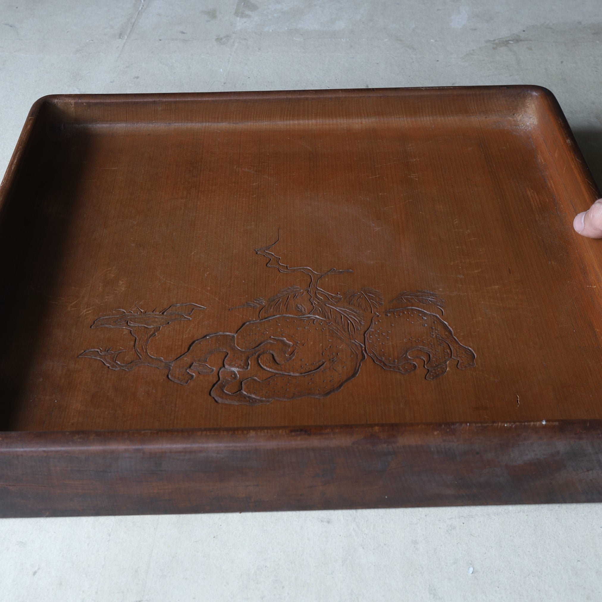 Chinese antique hollowed-out large sencha tray