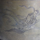 Kanaya Gorosaburo-zo Sand-lined brazier with rain dragon design and bat hand Edo/1603-1867CE