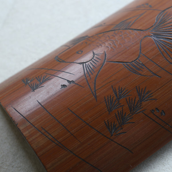 Antique Bamboo Tea-Leaf scoop with Goldfish design