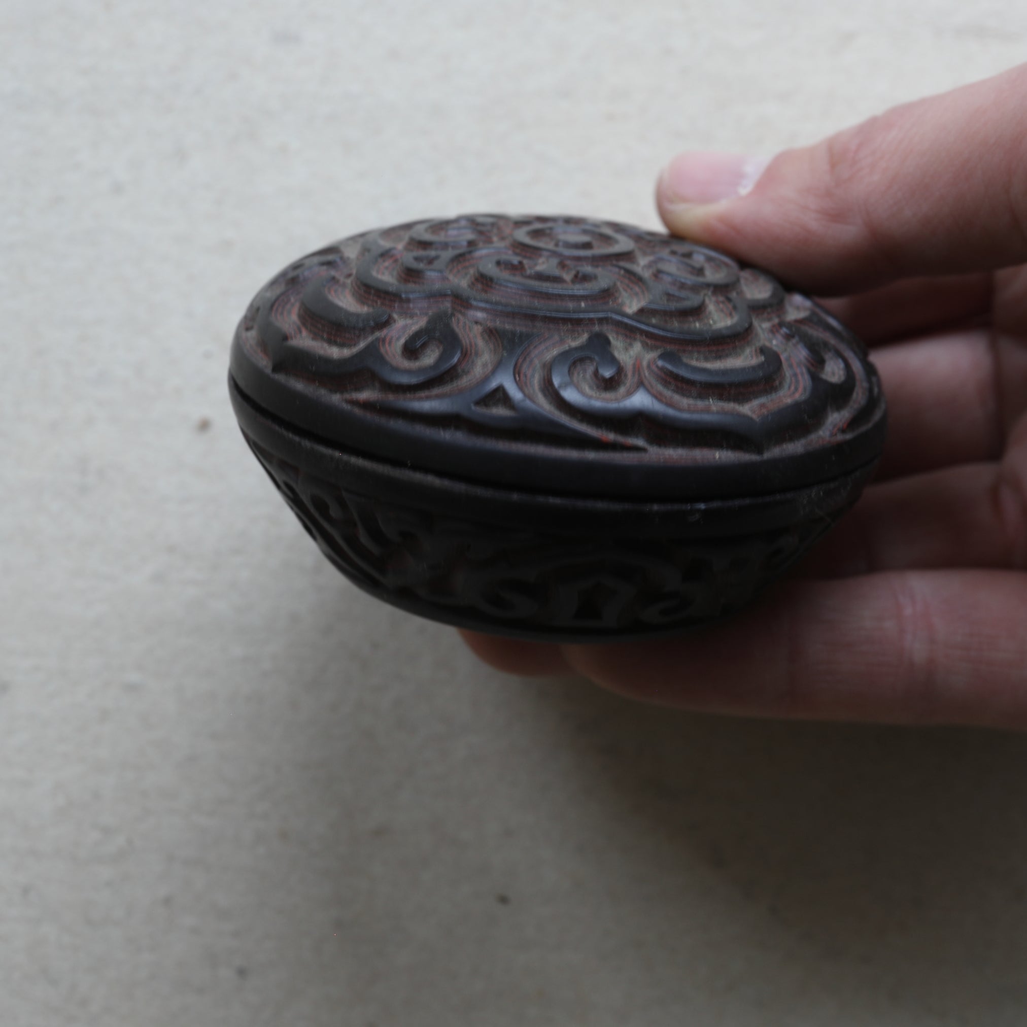 Black Lacquer incense case Qing Dynasty/1616-1911CE