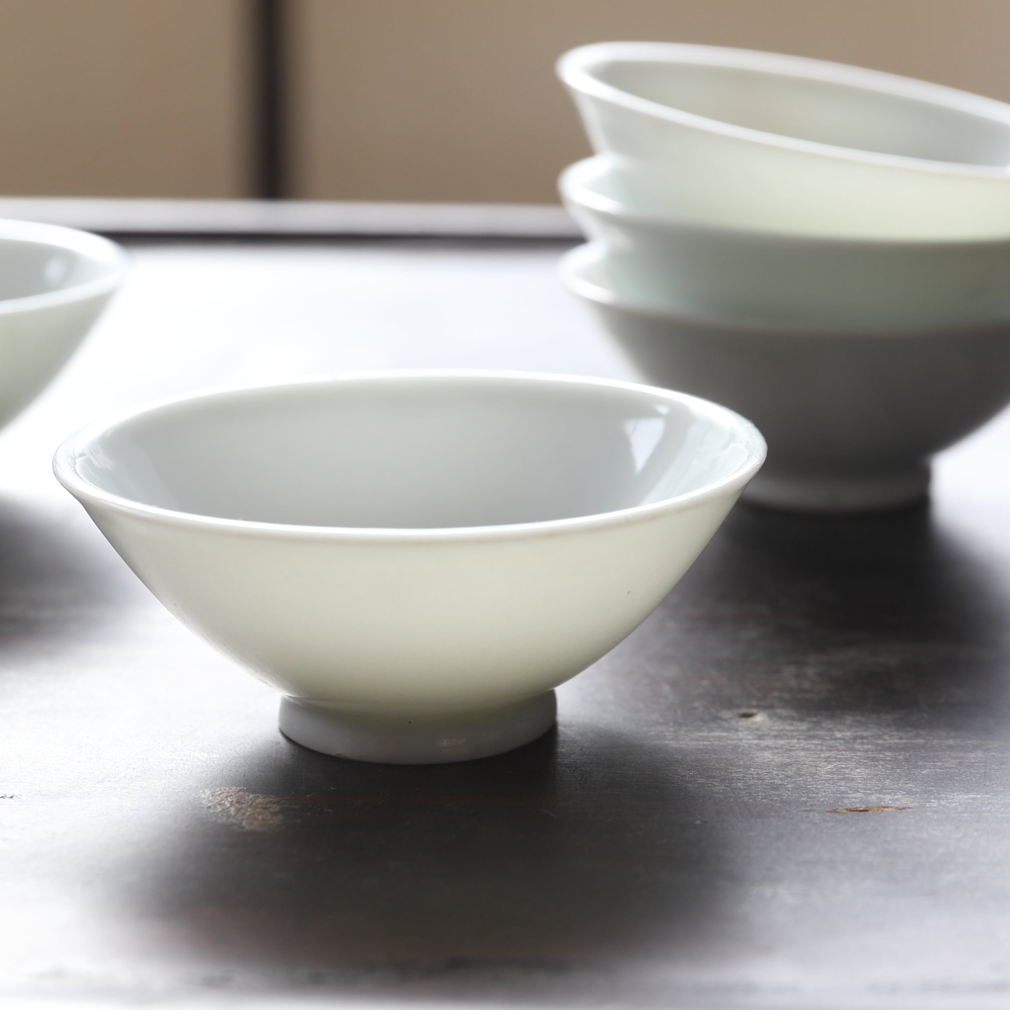 Old white porcelain sencha bowl 5 pieces