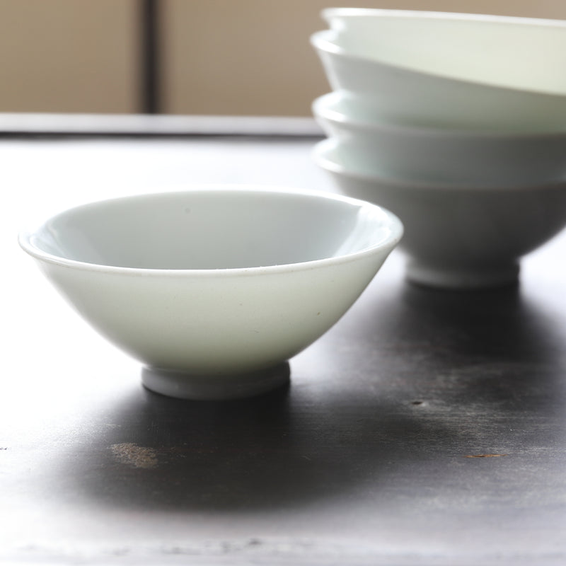 Old white porcelain sencha bowl 5 pieces
