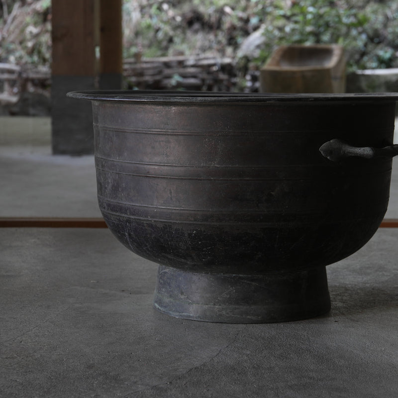 古銅模竹双手付瓶掛 火鉢